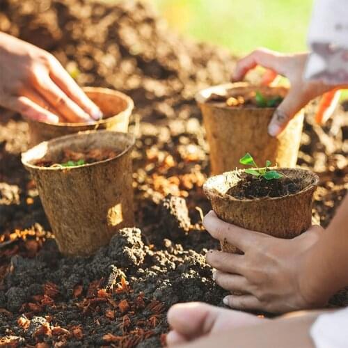 48 Pack Coco Coir Pots Biodegradable Plant Labels Mini Starter Pots for Flower and Saplings