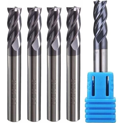 5pcs Tungsten steel 4 Flute End Mill CNC Milling Cutter HRC50