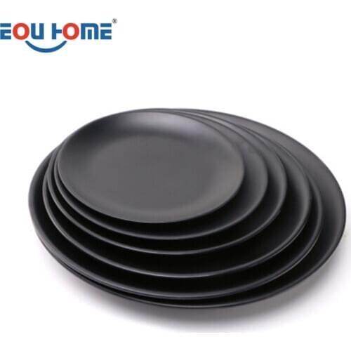 8PCS Household Imitation Porcelain Black Tableware Creative Japanese Restaurant Dinner Plate Pot Dish Barbecue Plate Commercial