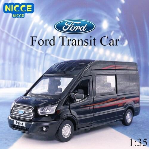 Nicce 1:35 Zinc Alloy Bus FORD Transit Van Alloy Toy Car Diecast MPV Model Sound Light Pull Back Children Gift Boys For Toys