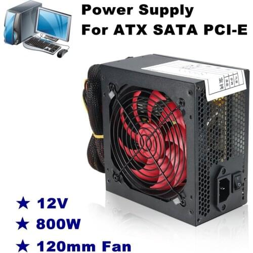 800 Watt 800W PC Computer Power Supply 20+4-pin 12cm Fans ATX 12V Molex PCIE w/ SATA PCI Computer PC CPU Power Supply