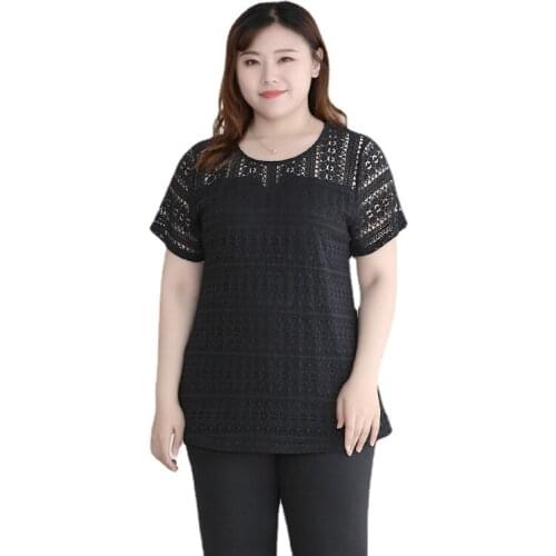 Summer Blouses Korean Version 4XL To 10XL Plus Size Women Tops Thin Lace Shirts Casual Blusas De Mujer T61055