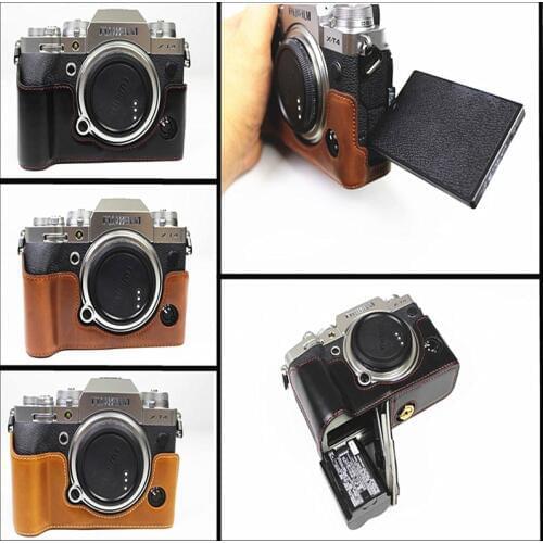Portable PU Leather cover Camera Bag Bottom Case for Fuji fujifilm X-T4 XT4 Half Body shell with Battery Opening
