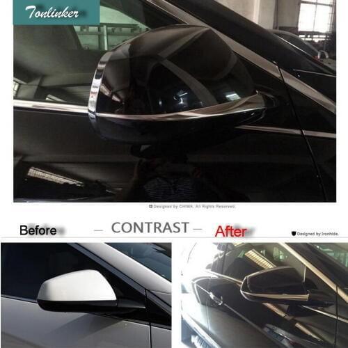 Tonlinker Cover case Sticker for CADILAC SRX 2011-15 Car styling 2 PCS Stainless steel Reversing rearview mirror sticker strip