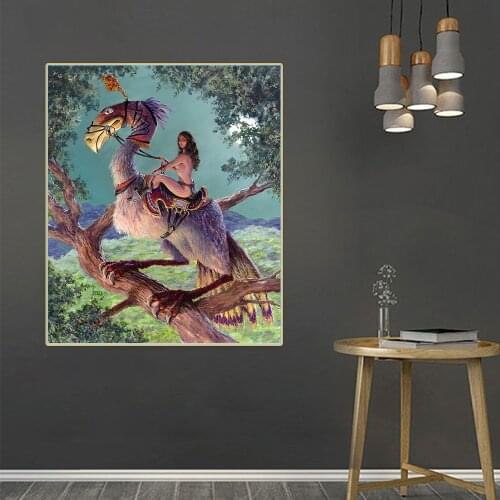 Citon Richard Hescox《The Sentinel》Illustration Canvas Oil Painting Artwork Poster Picture Wall Decor Home Living room Decoration