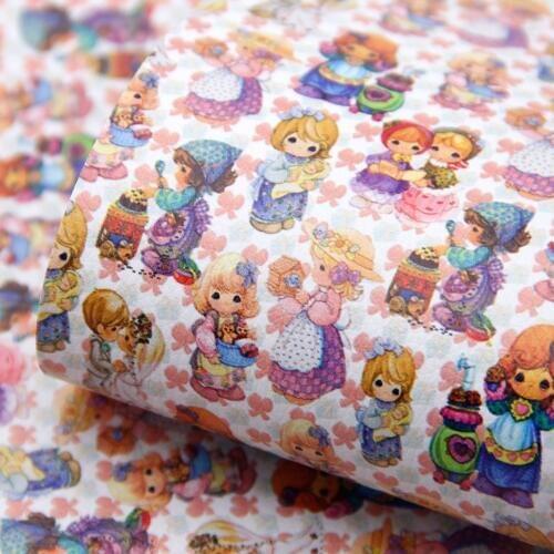 David accessories 20*33cm Litchi Animal Girl Printed Artificial Synthetic Leather For Hair Bow DIY Projects Handbag,1Yc7046