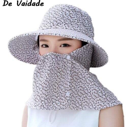 Women Summer Sun Hats Floral Camouflage Sun Visor Hat With Big Heads Wide Brim Bicycling Beach Hat UV Protection Female Cap