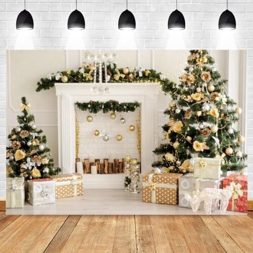 Yeele Photocall Christmas Backdrop Fireplace Sofa Tree Ball Gifts Photography Background Baby Portrait Photo Studio Photographic