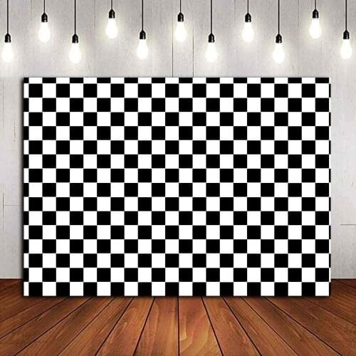 Checkered Black White Racing Photography Backgrounds Vinyl Cloth Photo Backdrops For Kids Birthday Party Decoration Photo Studio