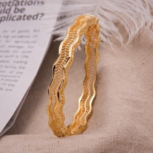 24K 1pcs France Dubai Bangles Gold Jewelry Gold Color Bangles For Ethiopian Bangles & Bracelets Ethiopian Jewelry Bangles