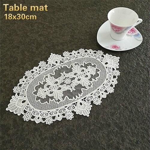 French Romantic Lace Embroidery Oval Table Mat Plate Cup Cushion Home Restaurant Hotel Placemat Coaster Banquet Party Decoration
