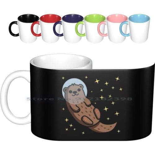 Space Otter Ceramic Mugs Coffee Cups Milk Tea Mug Space Otter Spaceman Space Monster Space Shuttle Spaceship Ufo Astronaut