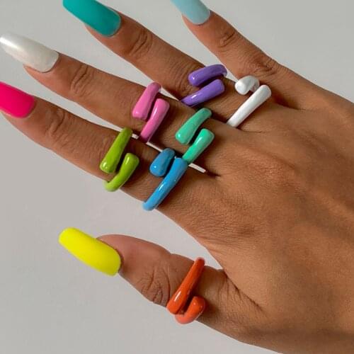 Ingemark Minimalism Alloy Rings for Women Femme Boho Multi Color Irregular Geometric Twisted Ring Goth y2k Jewelry Accessories