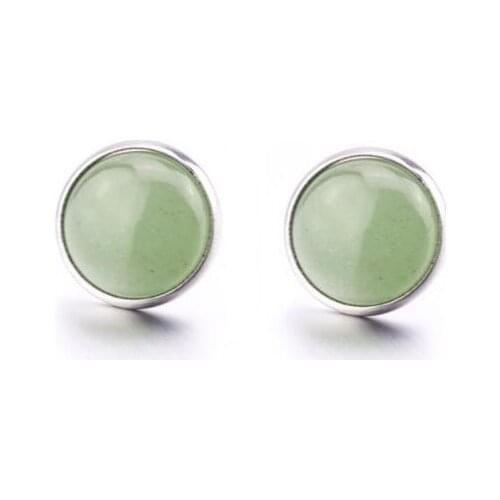 Stainless Steel 8mm 10mm 12mm Round Natural stone Earrings For Women Men Brincos Pendientes Jewelry