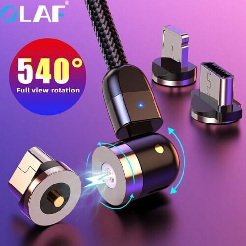 Olaf 540 Rotate Magnetic Cable Fast Charging Magnet Charger Micro USB Type C Cable Mobile Phone Wire Cord For iPhone Xiaomi