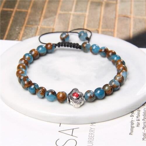 Fashion Blue Green Red Cloisonne Color Beads Handmade Weave Bracelet China Lucky Clouds Charm Bracelet for Women Men Friendship