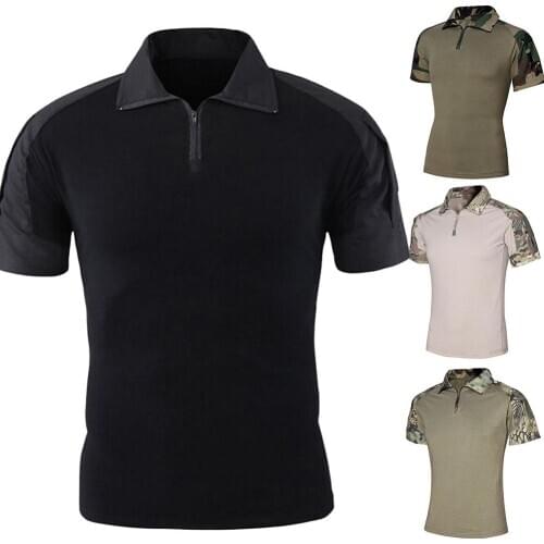 Men Summer Army Tactical T-Shirt Military Camouflage Snakeskin Short Sleeve Top
