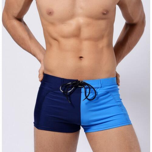 Patchwork Men Swimming Trunks Waterproof Bathing Suit Man Surfing Swimsuit Sexy Low Waist Briefs Breathable Summer Beach Shorts