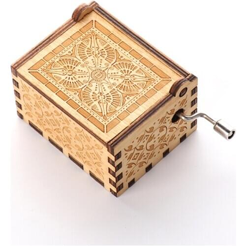 New Antique Carved Handmade Wooden Engraved Hand Crank Music Box Wholesale Christmas Birthday Gift for Kids/Friends