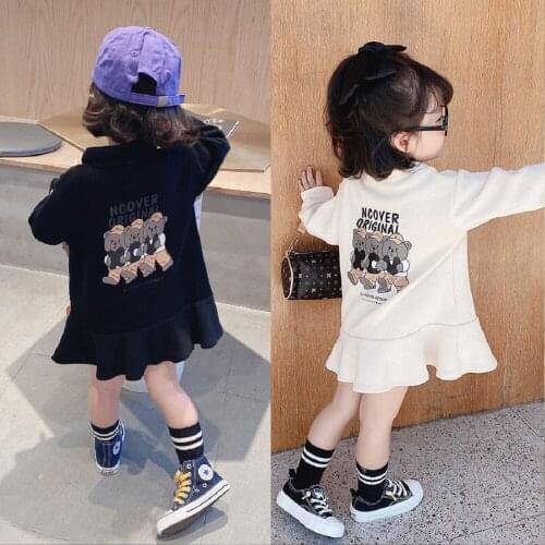 New Brand Princess Kids Girls Party Ruffle Dress Sweet Autumn Casual Hooded Sweatshirts Pullover Children Clothing