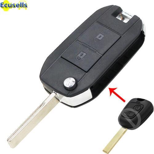 NEW Style folding flip Remote Key Shell Upgrade for PEUGEOT 107 207 307 407 408 2 BTN