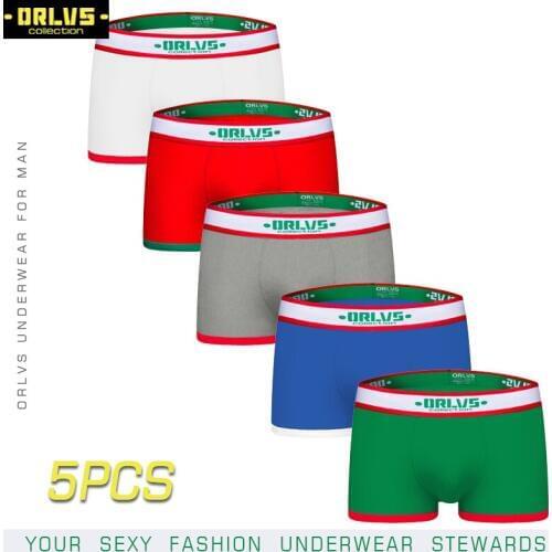ORLVS 5PC/LOT Brand Men Underwear Men Boxers Sexy Cotton Cuecas Boxers Men Shorts Gay Underwear Breathable Male Men Underpants