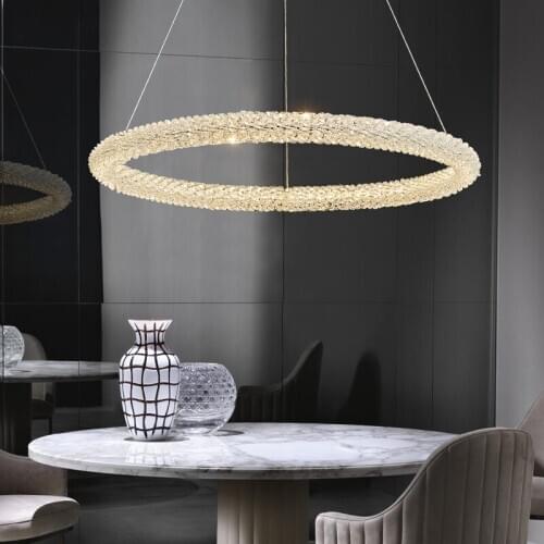 Nordic Parlor Pendant lights Crystal Round Ring Restaurant Coffee Shop Hanging Light Fixtures