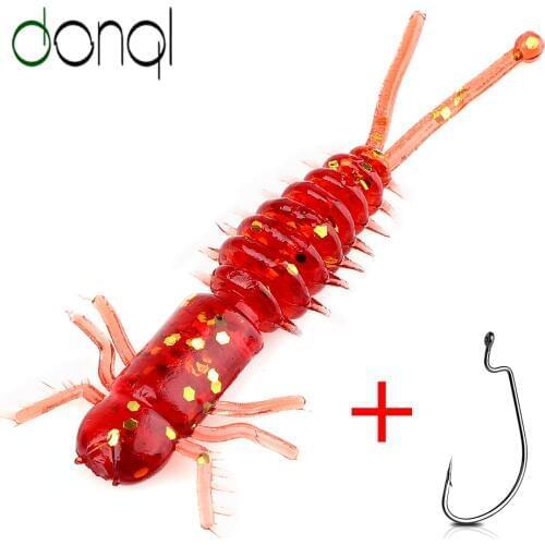 DONQL 20pcs Silicone Soft Bait Jigging Larva Fishing Lure + 5pcs Single Hook Wobbler Swimbait Rubber Fishing Bait Set Tackle