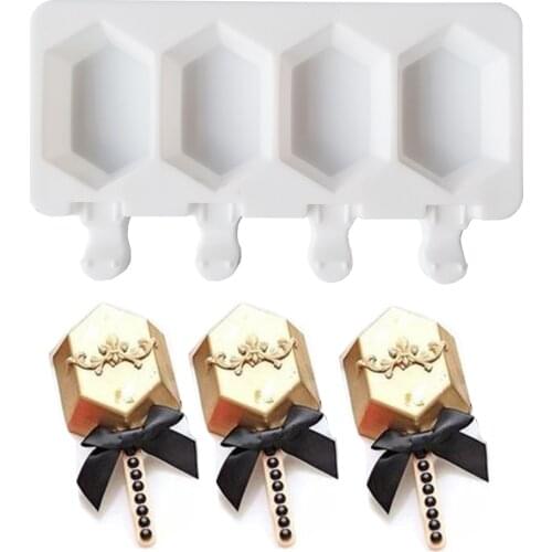 Silicone Ice Cream Mold DIY Homemade Popsicle Moulds Freezer 4 Cell Small Size Ice Cube Tray Popsicle Barrel Makers Baking Tools