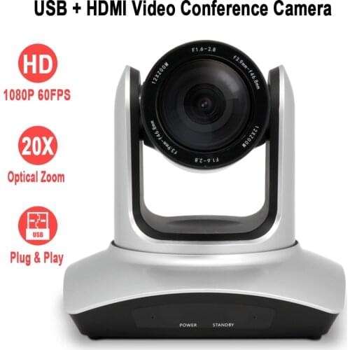 1080P 60fps USB2.0 + HDMI 12X 20X Zoom PTZ Video Conference Camera For Metting Telemedicine Remote Teaching