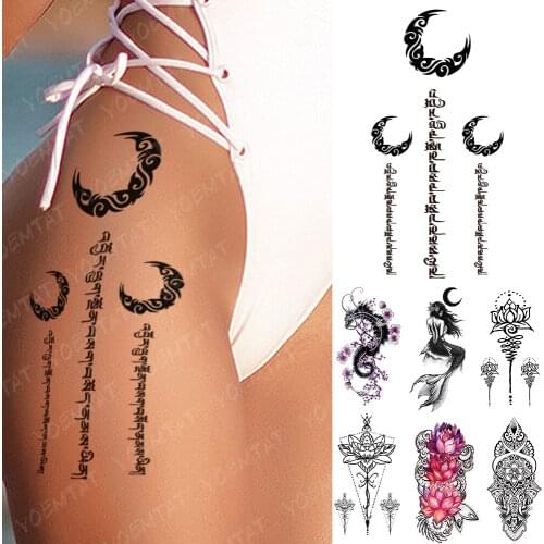 Waterproof Temporary Tattoo Sticker Moon Totem India Flash Tattoos Plum Dragon Mandala Body Art Arm Fake Tatoo Women Men