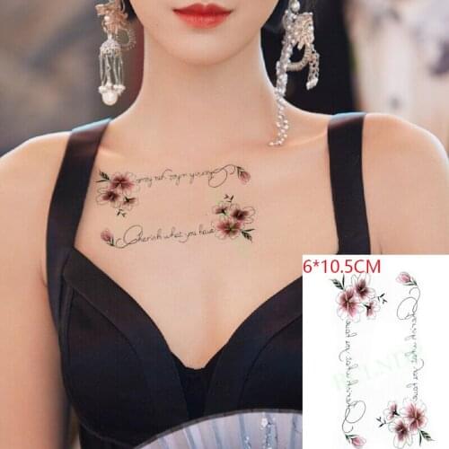 Waterproof Temporary Tattoo Sticker Cute English Letters Flowers Flash Tattoo Fake Tattoo Small Body Art for Women Men
