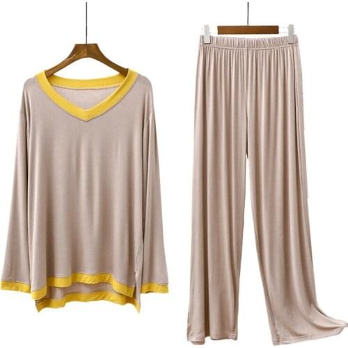 Womens Sleepwear Pajamas Set Long Sleeve Autumn Winter Pijamas Casual Loose Ladies Pyjama Suit Home Wear Modal Nightwear Clothes