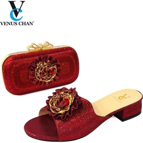 Mature Style African Lady Shoes and Bag Set in Wine Color High Quality Italian MaMa Shoes and Bag to Match for Wedding