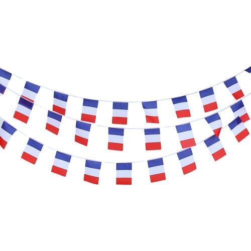 10m French 30Pcs Flag String Bunting Banner Party Supplies Garland Outdoor Garden Decor