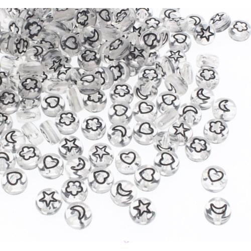 100pcs 4x7mm Flowers Stars Moon Acrylic Beads DIY Bracelets Necklaces Earrings Jewelry Making