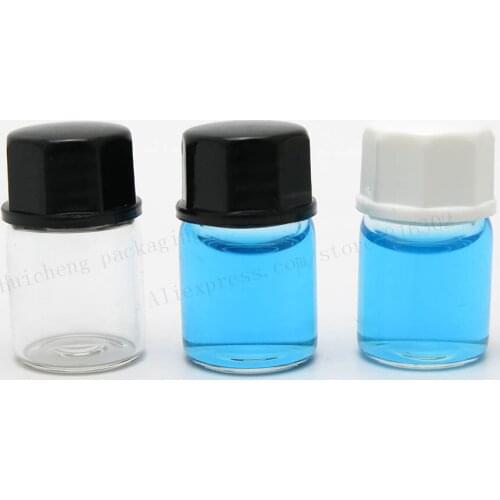 1000 x 2ML Empty Clear Mini Glass Essential Oil Bottle 2CC Transparent Samples Vials Orifice Reducer & cap