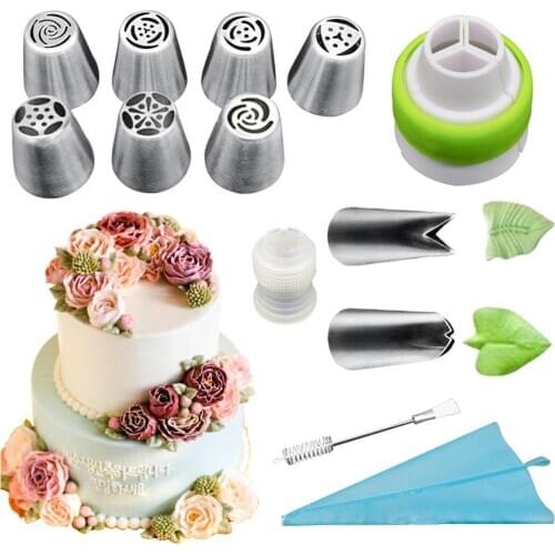13pcs/14pcs Russian Nozzle Cupcake Head Set Cake Cream Dessert Decoration Pastry Stainless Steel Tools