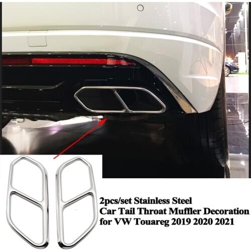2pcs/set Rear Car Exhaust Tail Throat Muffler Decoration Pipe Mouth Cover Accessories for VW Volkswagen Touareg 2019 2020 2021