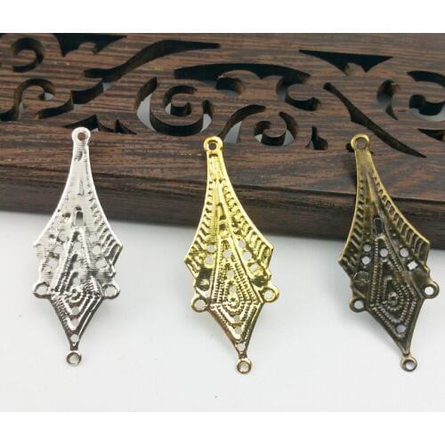 20pcs 13x34mm Filigree square Wraps Metal Charms For Embellishment Scrapbook DIY Jewelry Metal Craft ear accessories