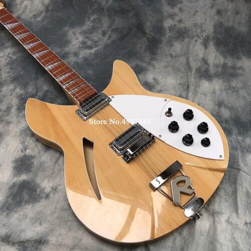 360 electric guitar, 12 string electric guitar, wood color paint half empty core guitar, neck 3 spell, bright light fingerboard
