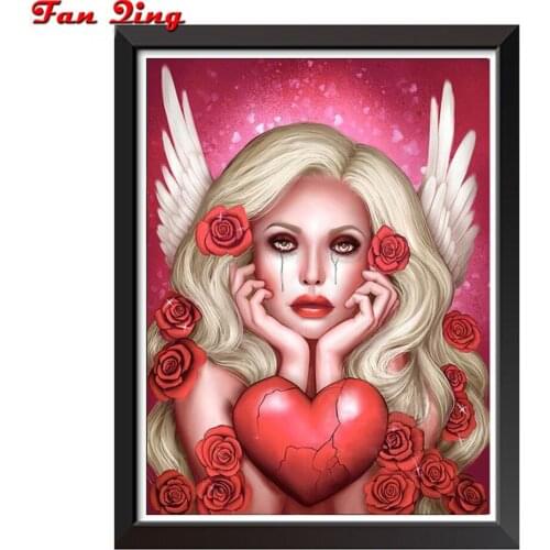 Diamond Mosaic Gothic Weird Woman Flowers Diamond Painting Full square /Round Drill Stitch Cross Rhinestone of Picture Handmade