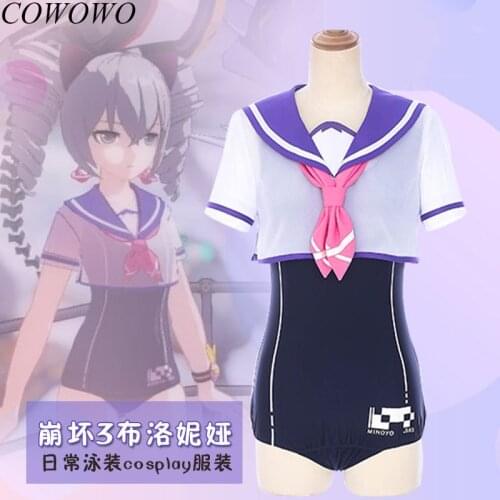 Anime!Honkai Impact 3 Bronya Zaychik Jumpsuits Lovely Sexy Swimsuit Uniform Cosplay Costume Summer Pool Party Swimwear Free Ship