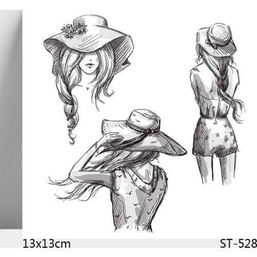 AZSG Pretty Girl In The Wind Clear Stamps For DIY Scrapbooking/Card Making/Album Decorative Silicone Stamp Crafts