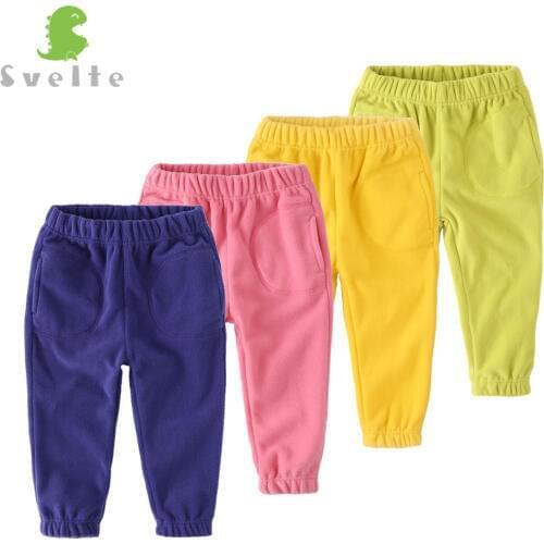 SVELTE Kids Boys Girls Casual Polar Fleece Solid Pants Trousers for Spring Autumn Unisex Children Sport trousers For 2-7Y