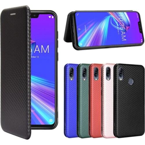 For Asus ZenFone Max M2 ZB632KL Fashion Carbon Fiber PC Hard Card Holder Slim Leather Case For Asus ZB633KL Wallet Flip Cover