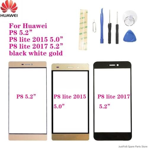 For Huawei P8P8 Lite 2017 P8 Lite 2015 Front Panel EVA-L19 VIE-L09 Touch Screen Sensor LCD Display Glass Cover Replacement