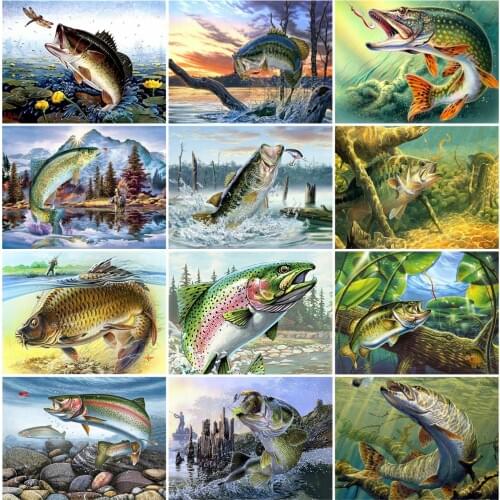 Evershine 5D DIY Diamond Painting Fish Full Square Rhinestone Picture Diamond Embroidery Sale Animals Mosaic Home Decor Gift