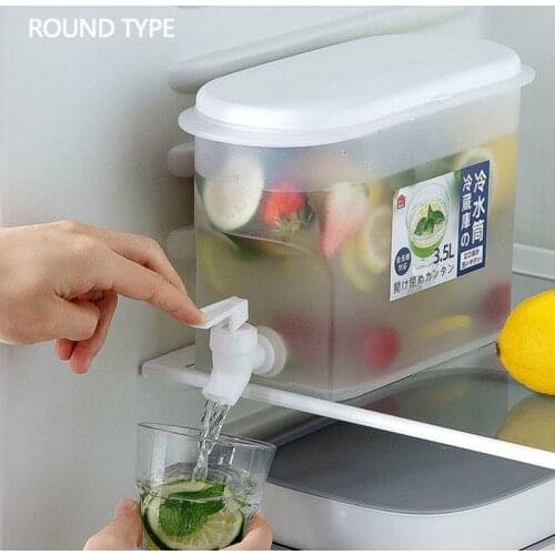 Refrigerator Cold Kettle With Faucet Household Kitchen Lemonade Bottle Fruit Teapot Drinkware Ice Water Bucket Container 3500ml