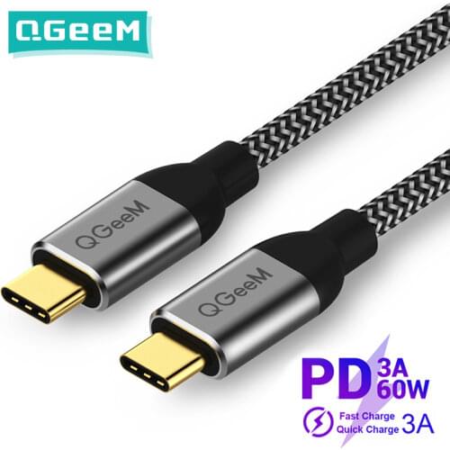 QGeeM USB 3.1 Type C to USB C Cable Gen2 PD 60W USB-C to USB C Charging Wire Cord Nylon Cable Cord for Samsung S9 S8 Macbook Pro